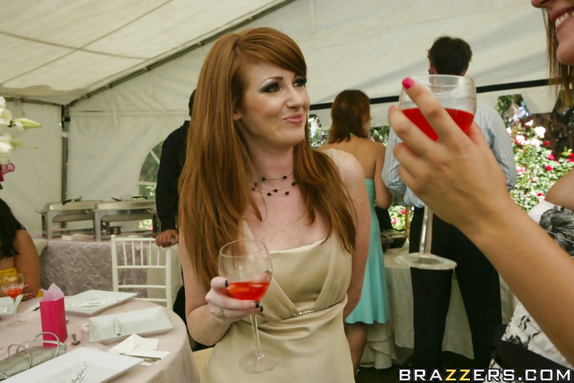 Bangable bridesmaid redhead gets plowed by a hung party guest