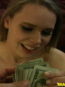 This lovely blonde is going to demonstrate her awesome fuck skills to get some cash. Her lover is offering her money and fucking her extremely hard.
